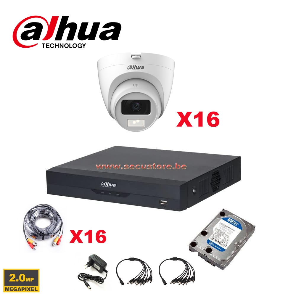 [CVI2MPKIT-16T] DAHUA KIT 16CH CCTV HDCVI 2MP DVR 16CH & 16X Indoor/Outdoor Camera 2MP - HD 2TB