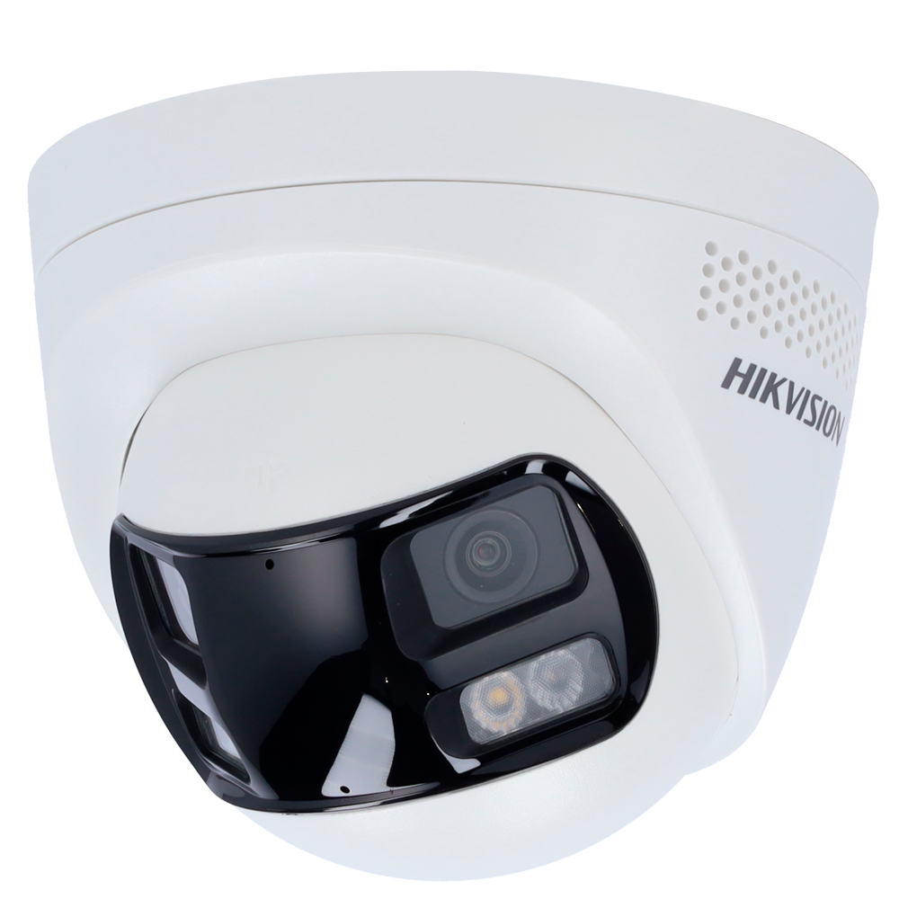HIKVISION DS-2CD1383G2P-LIUF/SL(2mm) 8 Megapixel IP Turret Camera - Dual 2mm Panoramic Lens 30m Hybrid Lighting | Deterrent Siren &amp; Flashing Light Motion Detection 2.0 MicroSD Built-in Microphone &amp; Speaker: PoE: IP67
