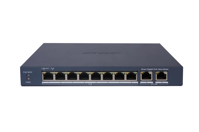 Commutateur PoE intelligent Gigabit Hikvision DS-3E1510P-EI/M 8 ports - Budget d'alimentation PoE 60 W