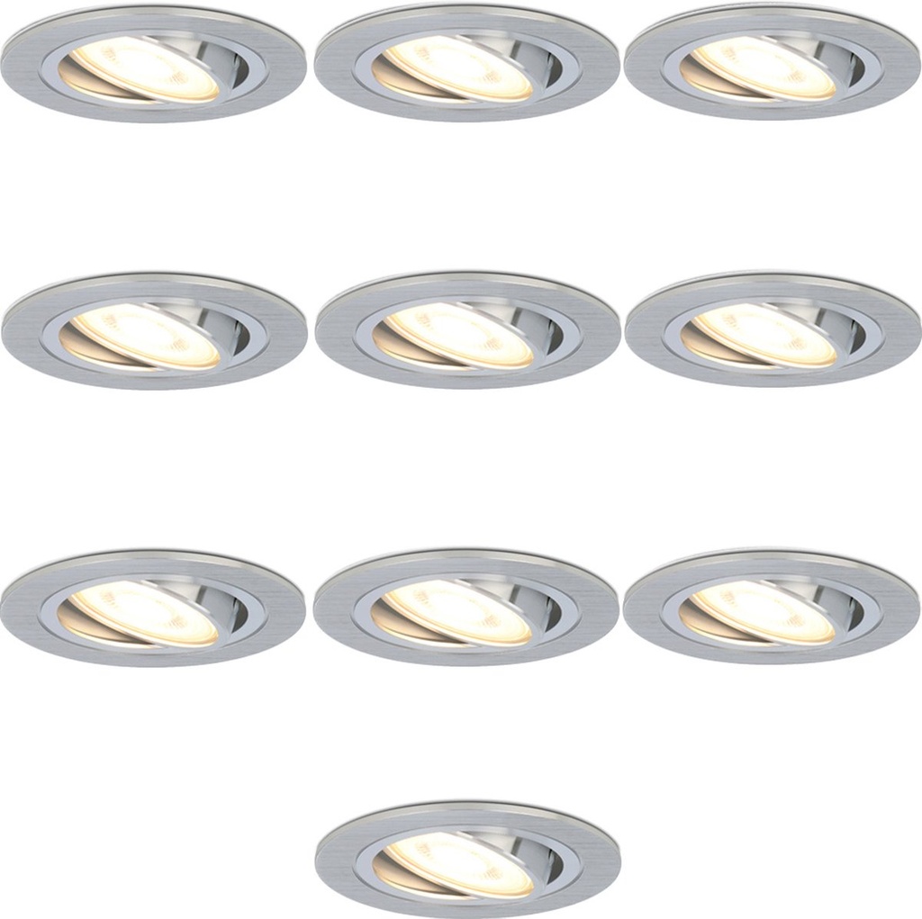 Lot de 10 spots LED encastrables dimmables VT-782 Aluminium GU10 6Watt inclinables