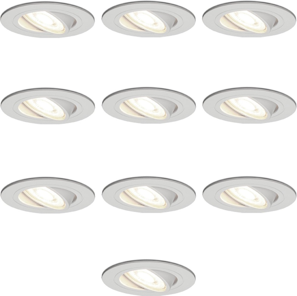VT-782 Wit Set van 10 dimbare LED inbouwspots gu10 6Watt kantelbaar