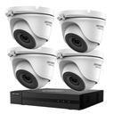 HIKVISION Turbo HD-TVI 2MP - Kit DVR 4 canaux - 4 caméras tourelle intérieure/extérieure 2MP IR 20M Vision nocturne - Disque dur 1 To