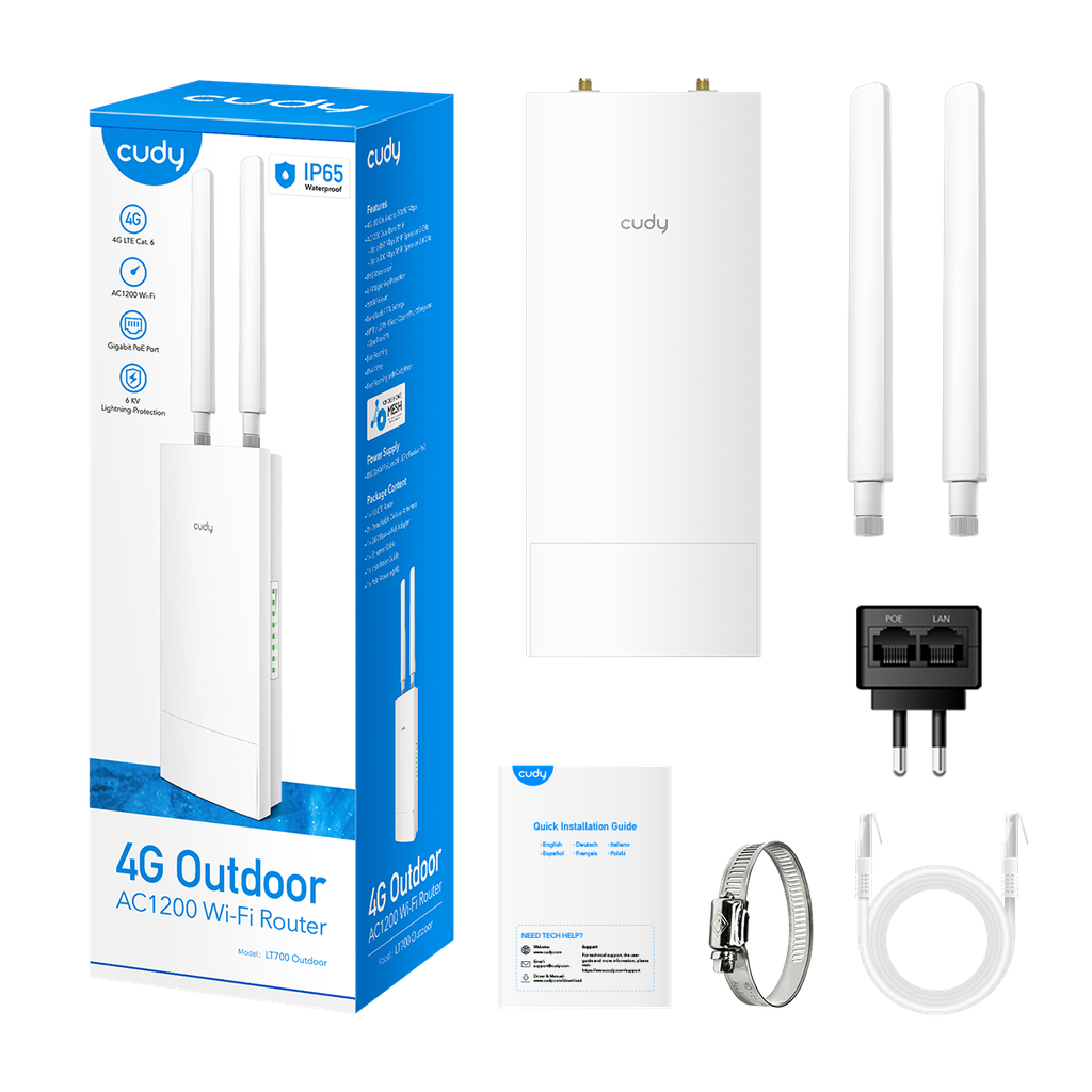 CUDY LT500-Outdoor 4G LTE AC1200 Outdoor Wi-Fi Router