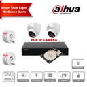 DAHUA Smart Dual Light 5MP Active Deterrence WizSense Series 30m IP Camera Kit: 2x 5 Megapixel 2.8mm Turret IP Cameras + 8 Channel POE NVR + 2TB Max 8 CAMERAS.
