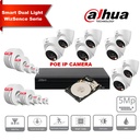 DAHUA Smart Dual Light Active Deterrence WizSense Series 30m IP Camera Kit - 8 x 5 Megapixel 2.8mm Cameras + 8 Channel POE NVR + 4TB Max. 