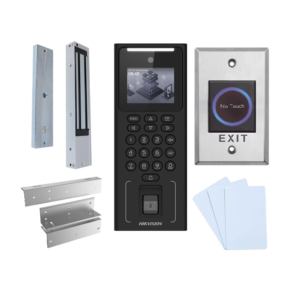 Hikvision DS-K1T321MFWX-KIT - Kit Access Control  Terminal voor toegangscontrole en aanwezigheidsregistratie Facial, digitale kaart, MF kaart en PIN - TCP/IP, USB en RS485 2.4" TFT | Geïntegreerde bediening iVMS-4200 | Hik-Connect