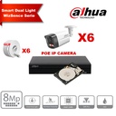 DAHUA Smart Dual Light WizSense-serie IPC-HFW2849S-S-IL  30m IP-camerakit - 6x 8megapixel 2,8 mm camerabullet + 8 kanalen POE NVR + 4 TB max. 8x camera