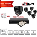 Kit de caméras IP DAHUA Smart Dual Light WizSense   Series 30 m - 6 caméras Turret  PC-HDW2849T-S-IL 8 mégapixels 2,8 mm  Noir+ NVR POE 8 canaux + 4To max. 8 caméras   (copie)
