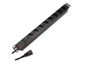 ROLINE PDU voor kast, 8x stopcontact, 45°, 16A, FR/BE, zwart, IEC320 C14 M 2 m