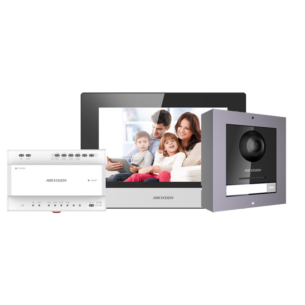 Hikvision DS-KIS702 2-Wires IP video intercom kit 1x call button - 7Inch Touch WIFI Monitor