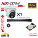 HIKVISION Camera Kit Acusense - Smart Hybrid Light e - 1x IP Camera Turret 4k-8MP Actief stroboscooplicht en audio-alarm - NVR Acusense NXI Serie 4xChannel met POE - Harde schijf 2TB Uitbreidbaar tot maximaal 4x IP-camera