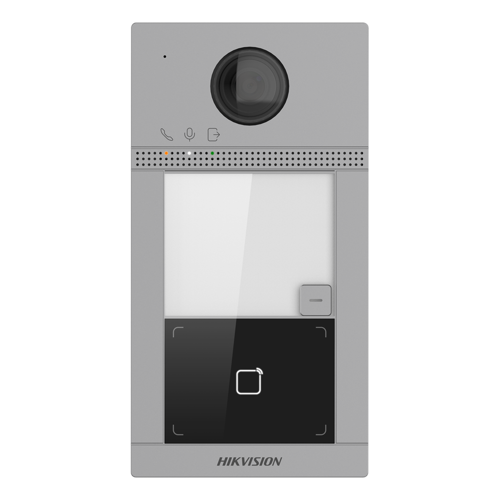  Hikvision DS-KV8113-WME1/S Interphone de porte de villa Surface Aluminium 1 x Bouton, PoE/ 12 VDC, Carte Mifare WIFI - 2 relais