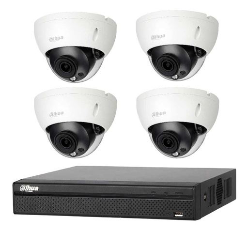 [KITCVI4M-4D-1TB] DAHUA KIT HDCVI 4MP DVR 4CH - 4x Camera Dome Antivandaal 4MP Interieur/Exterieur IP67 - HD 1TB