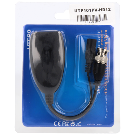 [UTP101PV-HD12] Balun vidéo UTEPO avec alimentation Entrée d'alimentation DC12-15V