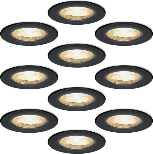 ELMARK 9251R/BL-SET Zwart Set van 10 dimbare LED inbouwspots gu10 6Watt kantelbaar - Zaagsnede 70mm