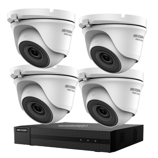 [TVIKIT2MP-4T] HIKVISION Turbo HD-TVI 2MP - 4CH KIT DVR - 4x Turret Camera Binnen/Buiten 2MP IR 20M Nachtzicht - Harde schijf 1TB