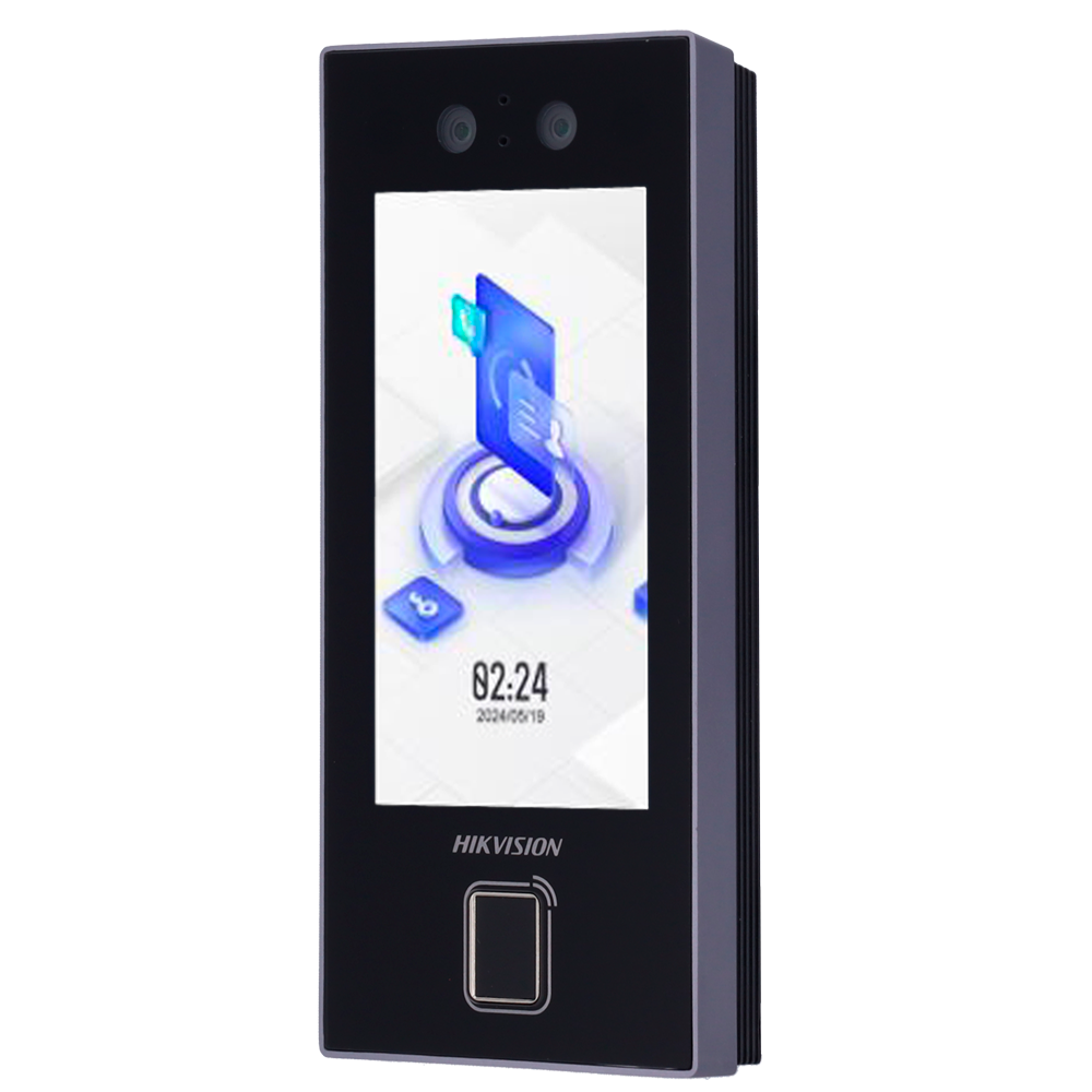 HIKVISION DS-K1T344MBFWX-E1 toegangscontrole en aanwezigheidscontrole IP65 Gezichtsherkenning, vingerafdruk, MF-kaart, QR en PIN