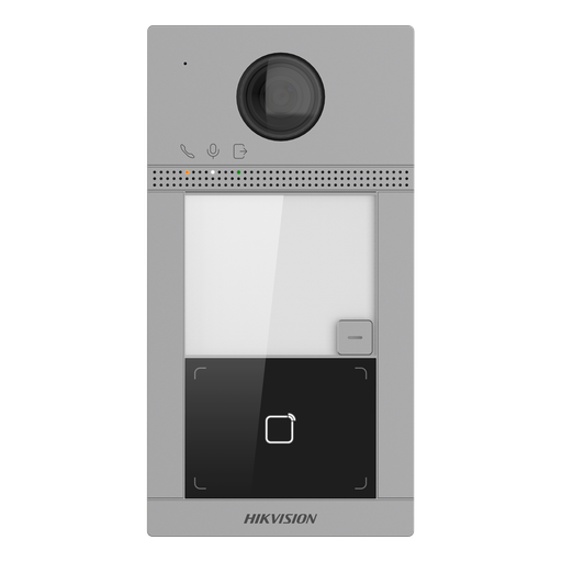 [DS-KV8113-WME1/S]  Hikvision DS-KV8113-WME1/S Interphone de porte de villa Surface Aluminium 1 x Bouton, PoE/ 12 VDC, Carte Mifare WIFI - 2 relais